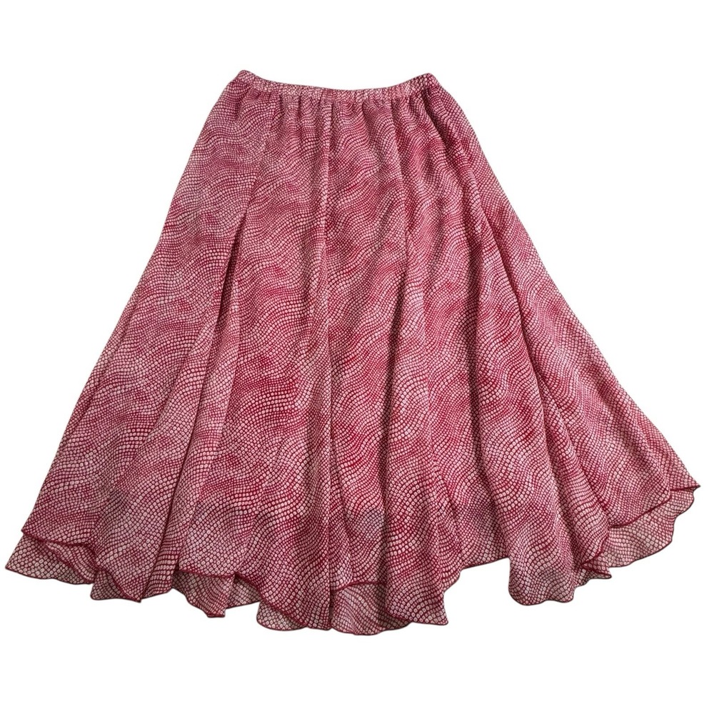 Vintage Tailor By B Moss Skirt Women's Size 2 Red Fairy Asymmetrical Midi Lined - Picture 1 of 7